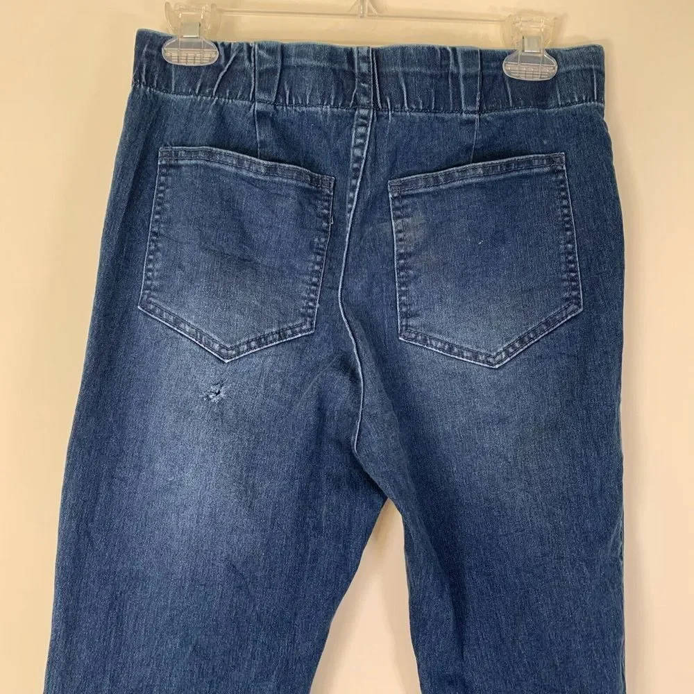 Newbury Kustom Jeans Women’s Medium Blue Medium Wash Pull On Distressed